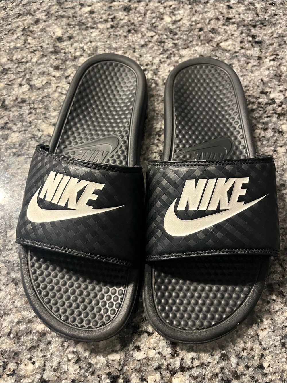 Nike Black and White Logo Slide Sandals